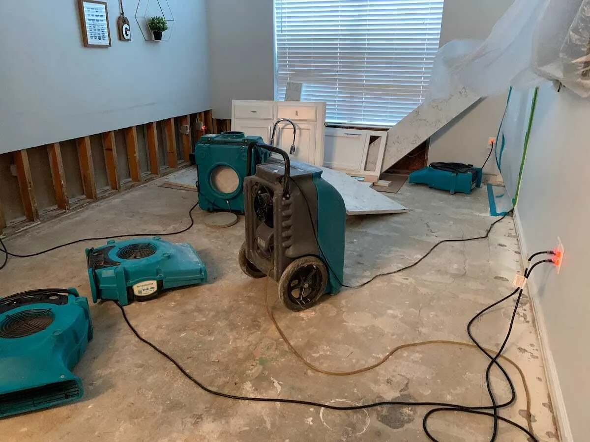 Dehumidifier in flood-cut room for Water Damage Restoration in Dania Beach